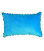 Velvet cushion greek blue wit mnt green pom poms 33x50cm