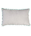 Velours sierkussen grijs met mintgroene pompons 33x50cm