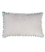 Velvet cushion grey with mint green pom poms 33x50cm