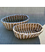 Set of 2 palmleave baskets oval white