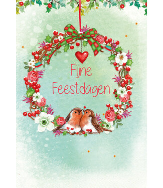 Floris Wenskaart Kerstkrans - Fijne feestdagen - gerecycled papier