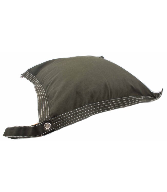 Pillow in army green made of recycled parachute - 50x50 cm