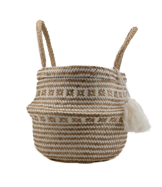 Rice basket seagrass natural - white