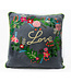 Pillow velour grey crochet flower heart LOVE - 45x45cm