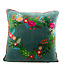 Only Natural Pillow velour green crochet flower heart 45x45cm