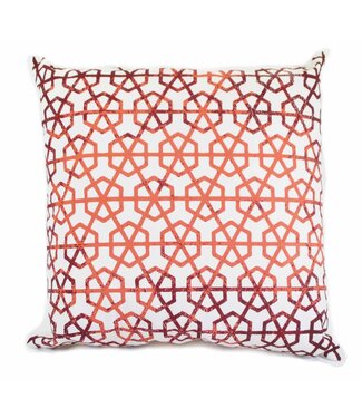 Fair Forward Sierkussenhoes Arabesque rood - oranje figuren - 45x45cm katoen