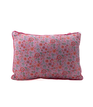 GlobalAffairs Small pillow pink - red flowers and dots 35x25cm