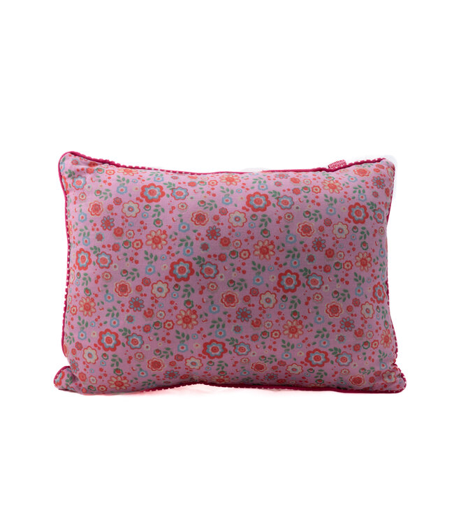 Small pillow pink - red flowers and dots 35x25cm