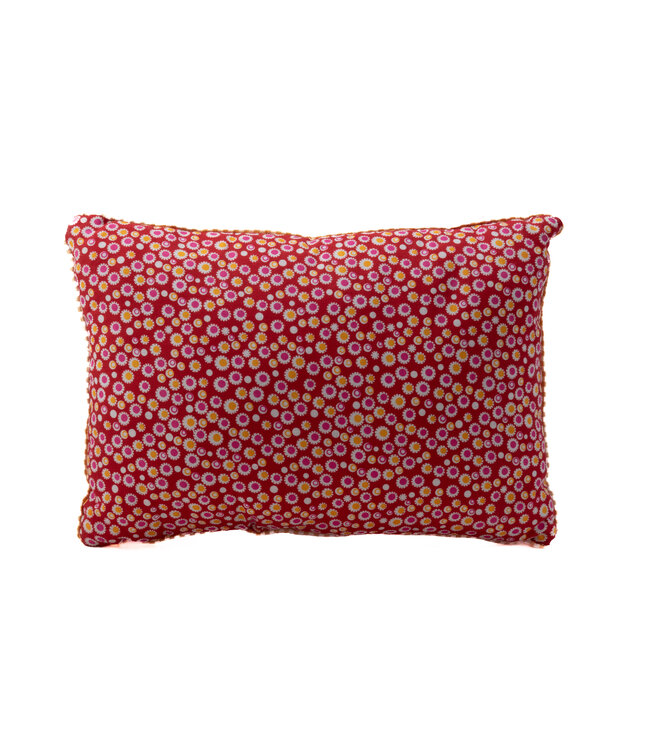 Small pillow pink-yellow-fuchsia cirkels and dots 35x25cm