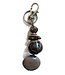 Bag hanger - ceramic key chain 8 cm - brown-beige beads