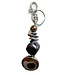 Kazuri Bag hanger with ceramic beads - key chain 8 cm - brown-grey-gold