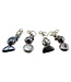 Bag hanger with black, brown and white ceramic beads - key chain 8 cm  - Copy