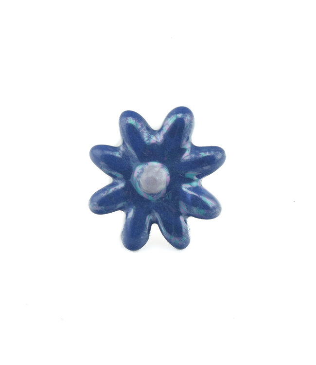 Ring ceramic flower blue - 3 cm