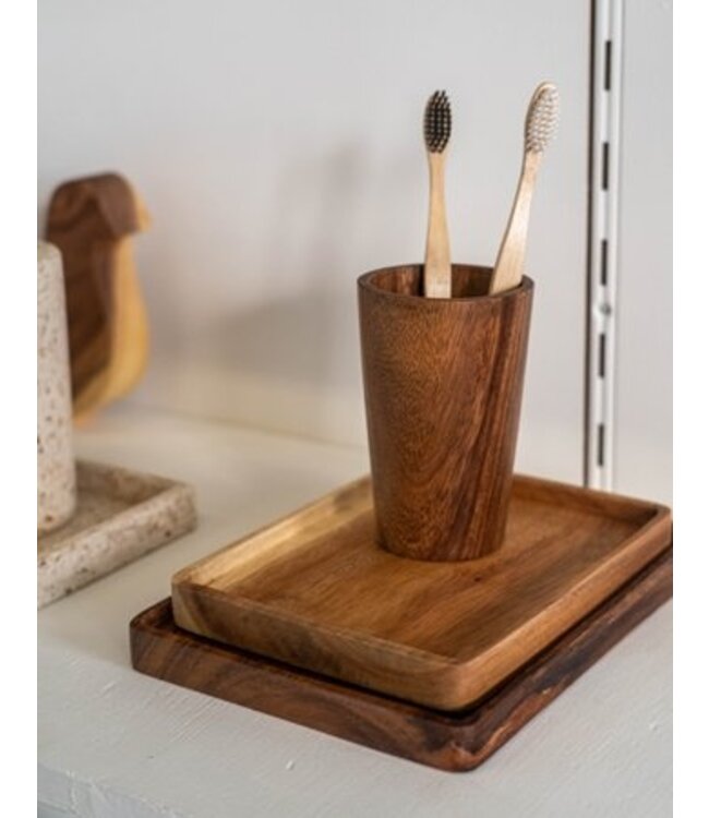 Serving tray acacia wood - 22 x 17 cm