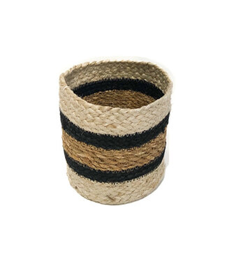 FairForward Plant basket jute striped. H 15 x D 15 cm