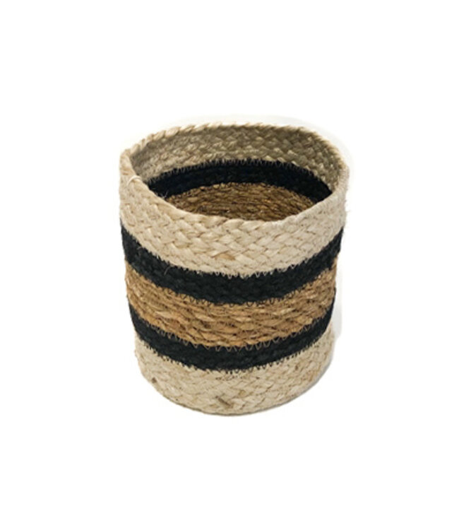 Plant basket jute striped. H 15 x D 15 cm