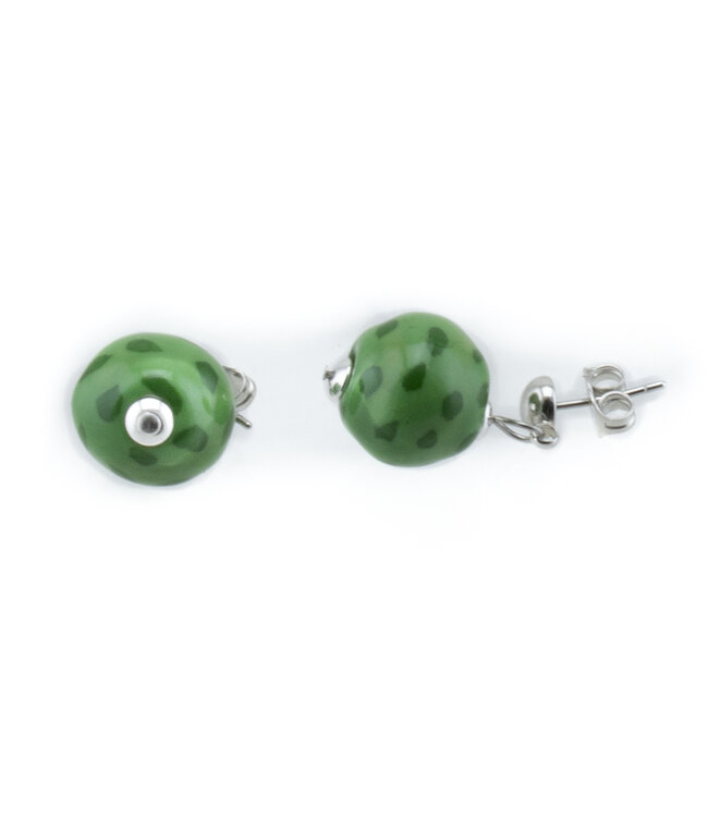 Earrings green with spots Kazuri
