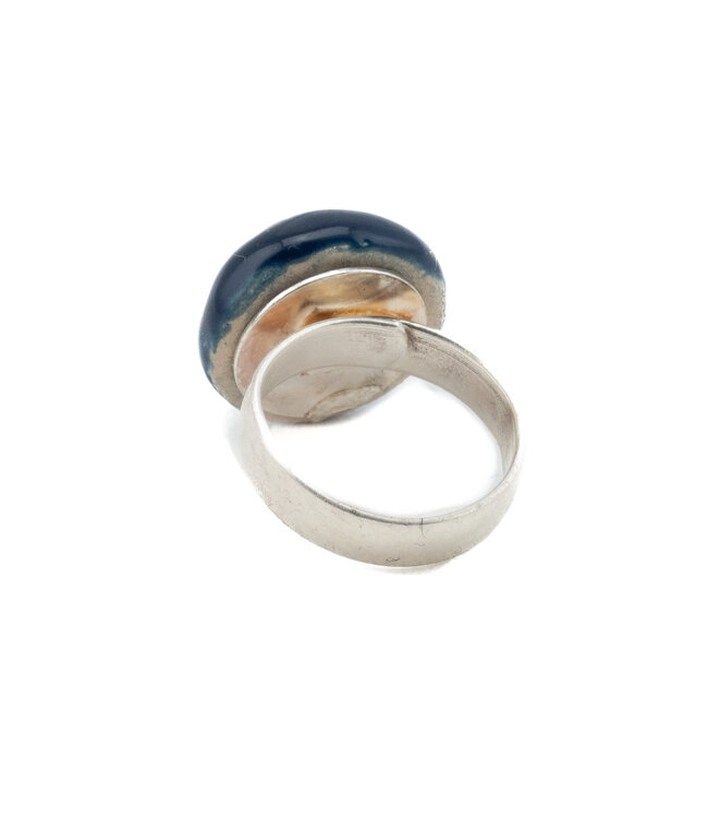 Verstelbare ring rond donkerblauw - Kazuri