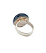 Adjustable ceramic ring round dark blue- Kazuri