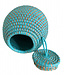 Wicker basket hive shaped - 20x20 cm - aqua