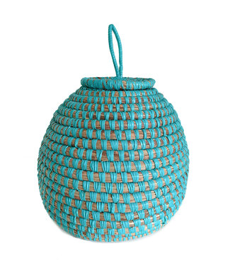 Teranga Wicker basket hive shaped  - 20x20 cm - aqua