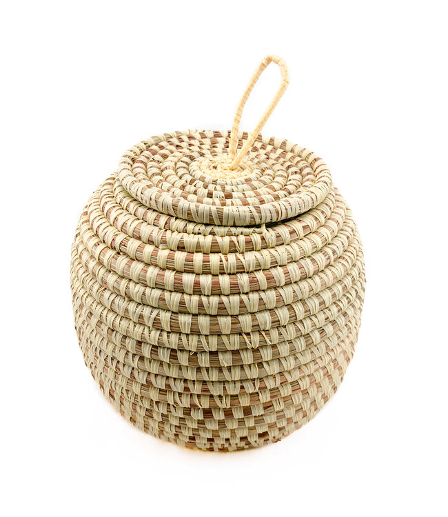 Wicker basket hive shaped - 20x20 cm - beige