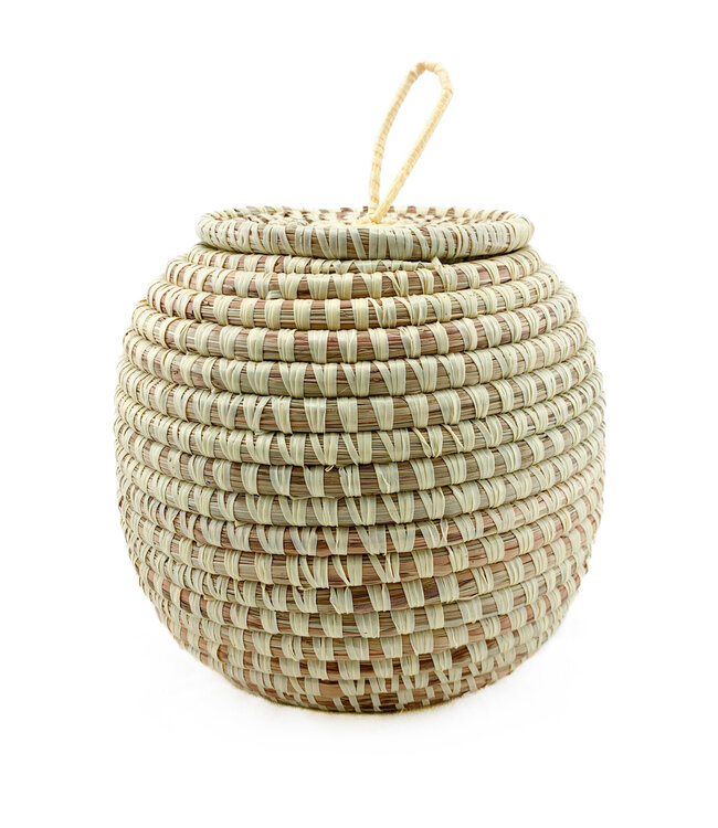 Wicker basket hive shaped - 20x20 cm - beige