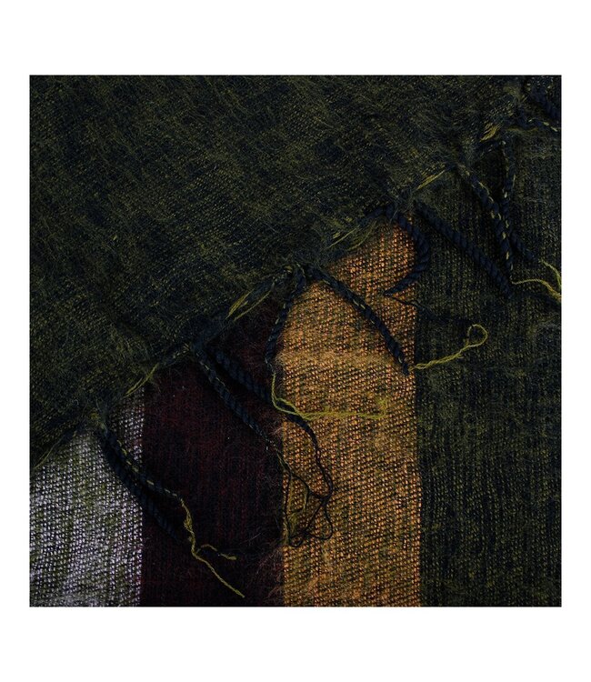 Sjaal 140x30 cm wol-look groen-bordeaux-bruin