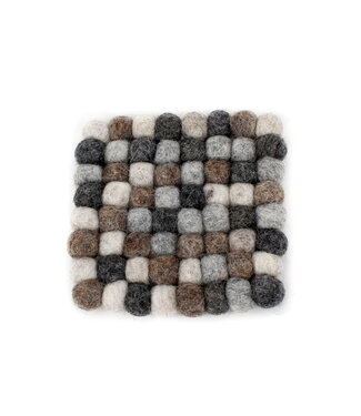 SjaalmetVerhaal Felt coaster squared 10x10 cm grey-beige