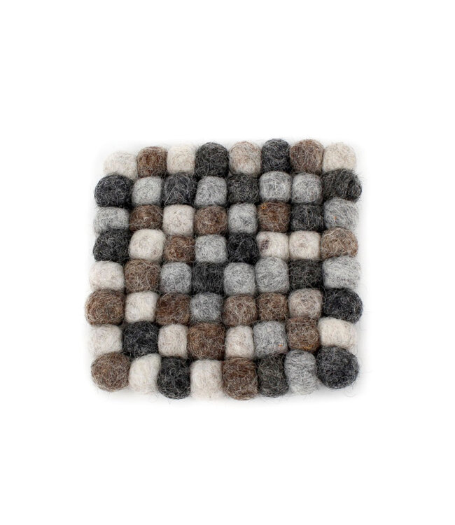 Felt coaster squared 10x10 cm grey-beige