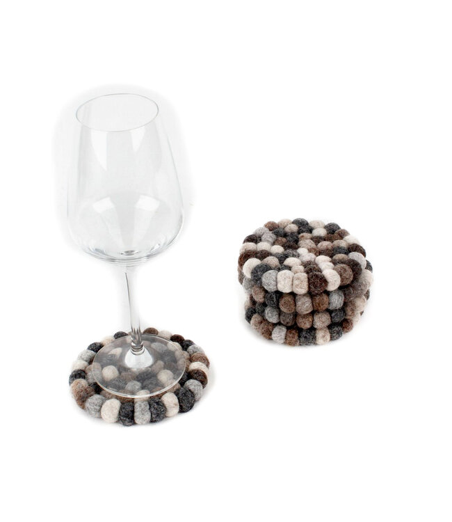 Vilten onderzetter rond grijstinten D 10x H 1,5 cm