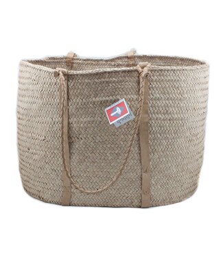 Tahoua Straw bag with beige leather Medium