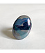 Oval ceramic adjustable ring - blue stripes