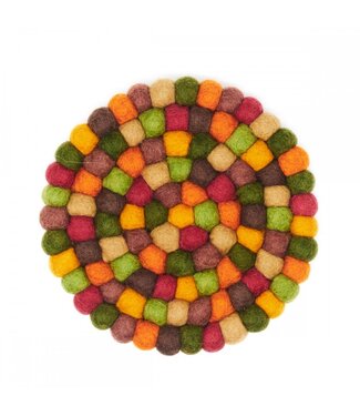 SjaalmetVerhaal Felt coaster round green-brown-orange D 20 cm