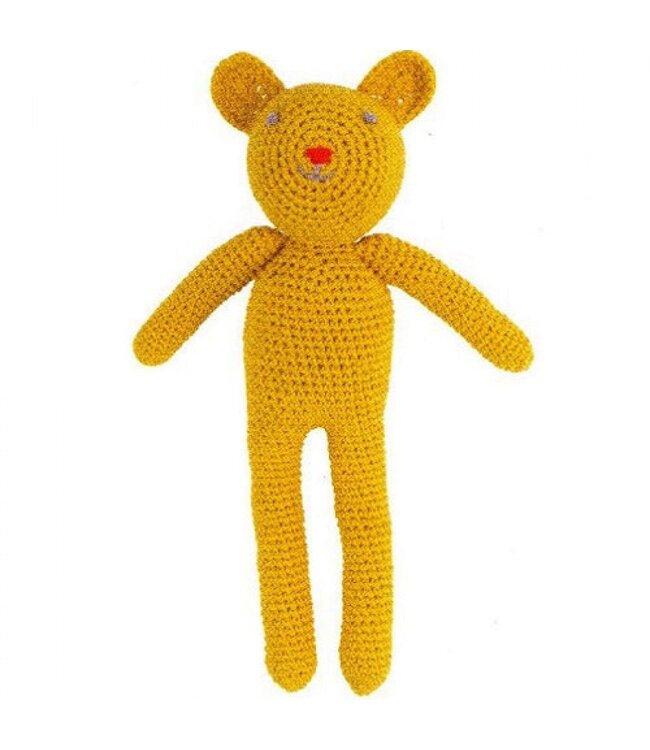 Crochet bear Bobby yellow - organic cotton 30 cm