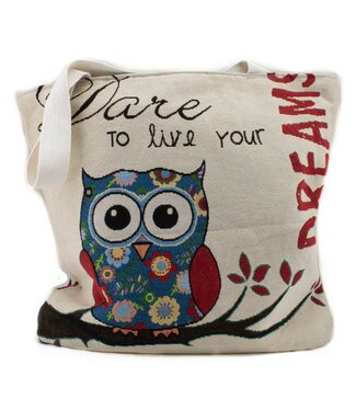 FairForward Shopper jute - cream white with Owl