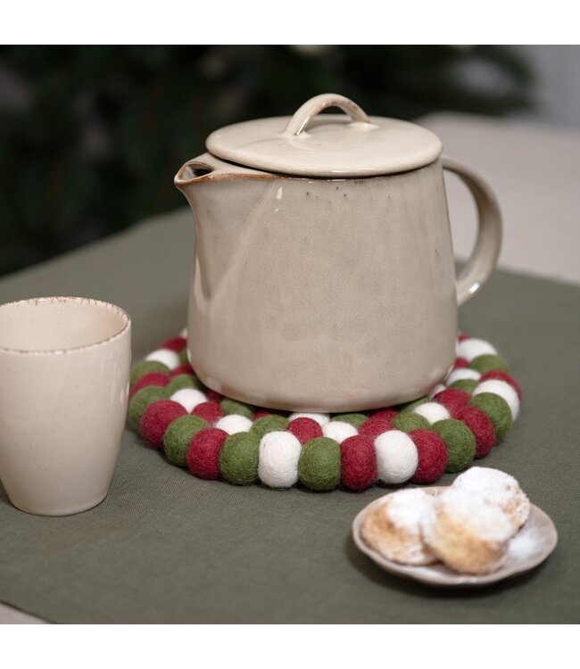 Onderzetter vilt rood-wit-groen 20cm