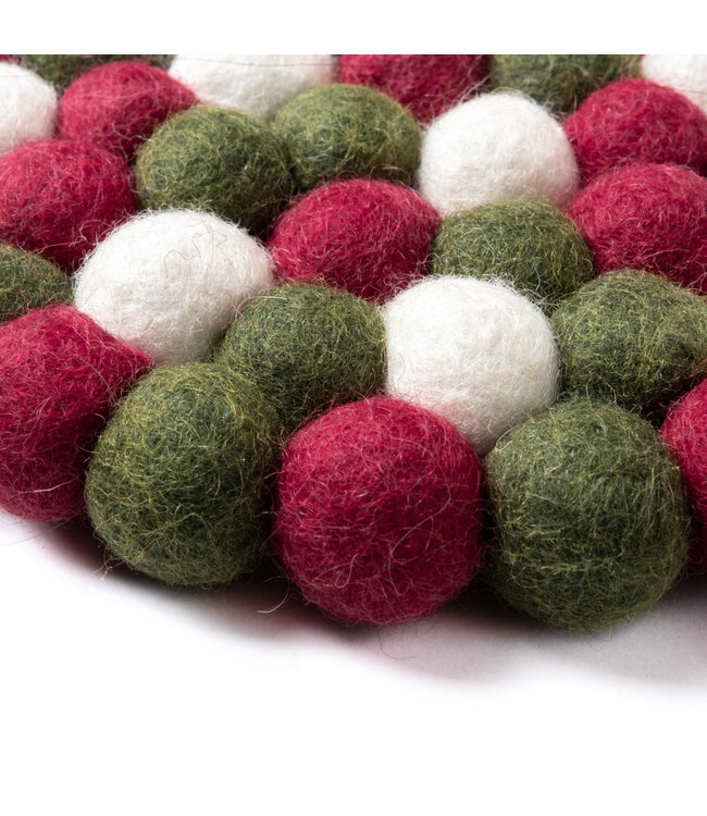 Onderzetter vilt rood-wit-groen 20cm