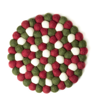 SjaalmetVerhaal Felt coaster red-white-green 20 cm