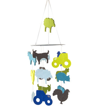 Global Affairs Vilten mobile Boerderijdieren blauw - groen