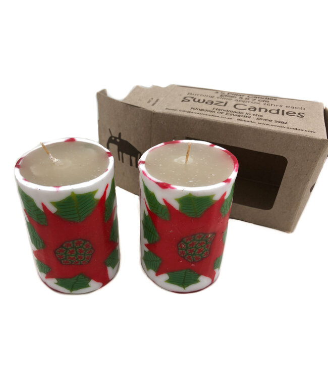 Set of 2 Swazi pillar candles H7xD5 cm