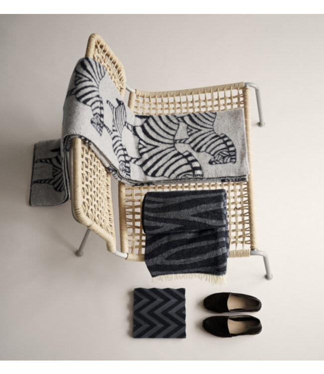 Plaid eco wool zebra beige-black 180x130 cm