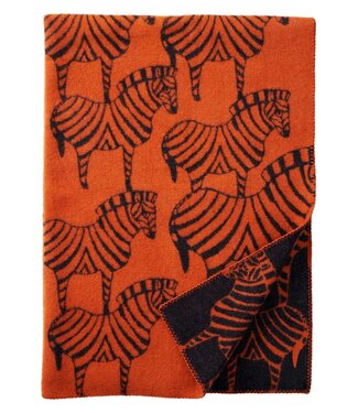 Klippan Deken eco wol zebra oranje-zwart 180x130cm