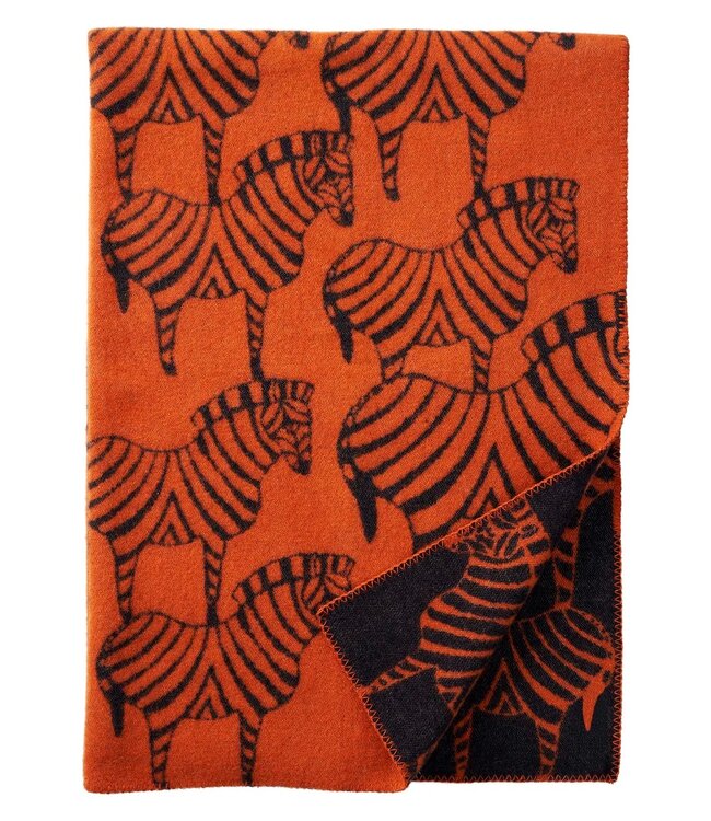 Plaid eco wool zebra orange-black 180x130 cm