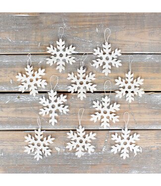 SjaalmetVerhaal Tree decoration felt white snow flakes 10 pcs