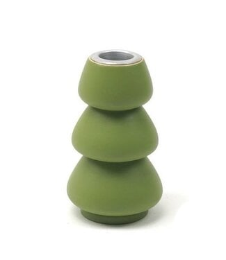 Kinta Candle holder xmas shaped tree gmelina wood - olive green 11 cm