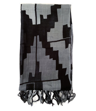 FairForward Scarf black and white 50x180 cm - ikat - fine wool