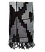 Scarf black and white 50x180 cm - ikat - fine wool