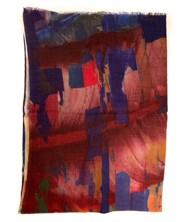 Sjaal Pashmina paars-blauw-groen-rood 200x70cm