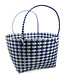 Bag/ basket woven plastic blue-white-grey